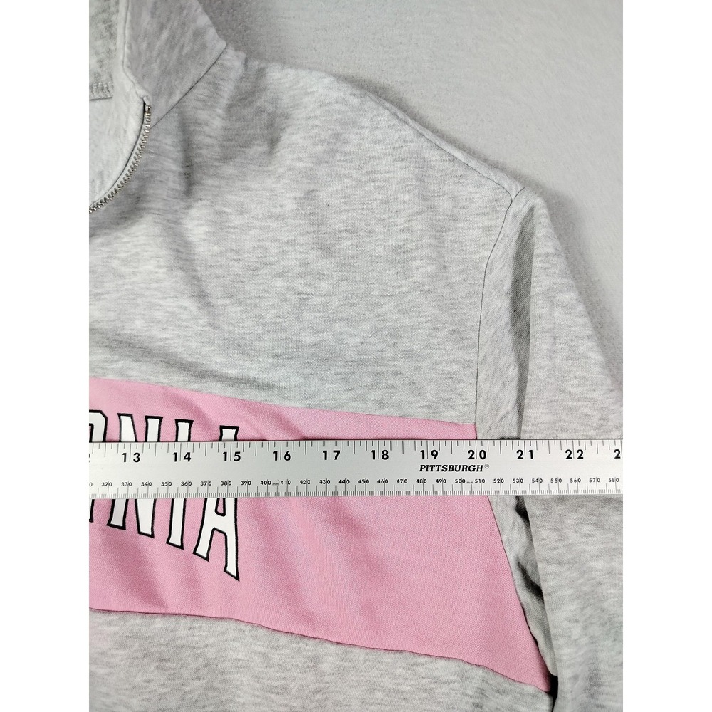 H&M Divided Sweatshirt Womens Large Gray Pink California 1991 1/4 Zip Cropped - Picture 8 of 10